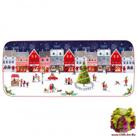 Блюдо фарфоровое Зимняя деревня Easy Life 36 см Подарочная упаковка