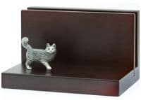 Символ года 2023 Кот из серебра Визитница деревянная.