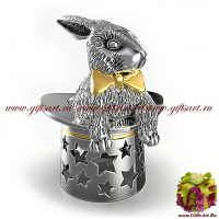 Кролик символ года 2023 из Алисы в стране чудес. Колокольчик из серебра 925 пробы с позолотой. Россия