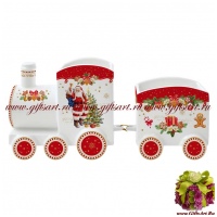 Паровоз набор для закусок новогодняя посуда фарфор 26 х 12 см Подарочная упаковка Christmas ornaments Easy Life