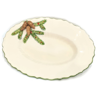 Блюдо овальное новогоднее Annaluma серия Pinecone. 52806. Керамика. Ручная работа. Италия. Длина 44,5 см
