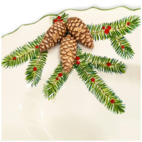 Блюдо овальное новогоднее Annaluma серия Pinecone. 52806. Керамика. Ручная работа. Италия. Длина 44,5 см - вид 1 миниатюра