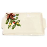 Блюдо прямоугольное с двумя ручками новогоднее Annaluma серия Christmas tree. Керамика. 52867 Ручная работа. Италия. Длина 40 см