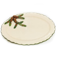 Блюдо овальное новогоднее Annaluma серия Pinecone. 52805. Керамика. Ручная работа. Италия. Длина 45 см