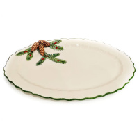 Блюдо овальное новогоднее Annaluma серия Pinecone. 52805. Керамика. Ручная работа. Италия. Длина 45 см - вид 4 миниатюра