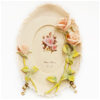 Фоторамка овальная настольная Чайные розы. Высота 24 см. Полистоун - вид 1 миниатюра