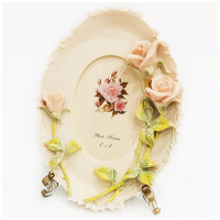 Фоторамка овальная настольная Чайные розы. Высота 24 см. Полистоун - вид 2 миниатюра