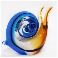 Весёлая улитка. Стеклянная фигурка в стиле Мурано. Высота 13 см