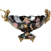 Ваза фруктовница. Фарфор и бронза. Декор Волшебная ночь. Ручная работа. Длина 32 см