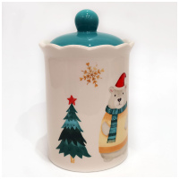 Банка для конфет и печенья Сладкий новый год, 810 мл. Dinastiya. Высота 19 см - вид 1 миниатюра