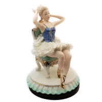 Статуэтка Балерина в пачке и пуантах сидит. Фарфор. Высота 26 см.