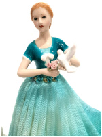 Статуэтка Девушка и пара голубей. Кружевной фарфор. Высота 33 см. Cosmos Gifts - вид 1 миниатюра