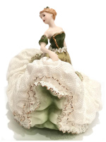 Статуэтка Дама на балу. Музыкальная. Кружевной фарфор. Высота 22 см. Cosmos Gifts - вид 1 миниатюра