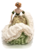 Статуэтка Дама на балу. Музыкальная. Кружевной фарфор. Высота 22 см. Cosmos Gifts - вид 4 миниатюра