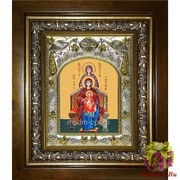 Икона освященная &quot;Богородица со сродницами,праведными Анной и Марией&quot;, 14x18 см, в деревянном киоте 20x24 см, 20x24 см