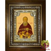 Икона освященная &quot;Иоанн Кронштадский праведный чудотворец (Иван)&quot;, 18x24 см, со стразами, в деревянном киоте 24x30 см, 24x30 см