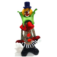 Статуэтка Клоун с гармошкой. Муранское стекло. Vetreria Murano Design. Италия. Высота 21.5 см 2601-2025-5