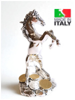 Статуэтка Лошадь на монетах Символ года 2026. Посеребрённая фигурка. Италия. Высота 12 см