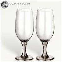 Бокалы для пива и напитков из хрустального стекла и олова ручной работы 2 штуки 21 см, 0,55 л. Cosi Tabellini Италия