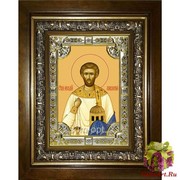 Икона освященная &quot;Лаврентий Римский архидиакон мученик&quot;, 18x24 см, со стразами, в деревянном киоте 24x30 см, 24x30 см