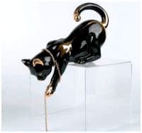 Котёнок чёрный с золотом. Скульптура Ahura. Длина 24 см Италия