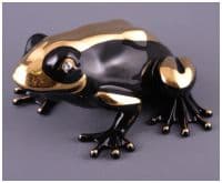 Лягушка черная со стразами и золотом. Скульптура Ahura. Длина 25 см