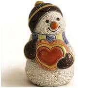 Символ нового года Снеговик с сердцем 9,5 см Эксклюзивная керамическая фигурка De Rosa Rinconada
