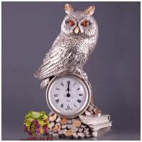 Часы &quot;Филин на книгах и монетах&quot; от Linea Argenti Высота 34 см