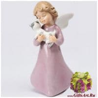 Ангел с котёнком Фарфор Высота 13см