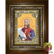 Икона освященная &quot;Феодор Ушаков,праведный воин (Фёдор)&quot;, 18x24 см, со стразами, в деревянном киоте 24x30 см, 24x30 см