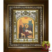 Икона освященная &quot;Лука апостол&quot;, 14x18 см, в деревянном киоте 20x24 см, 20x24 см