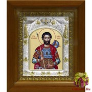 Икона освященная &quot;Иоанн Воин мученик (Иван)&quot;, 14x18 см, в деревянном киоте 20x24 см, 20x24 см