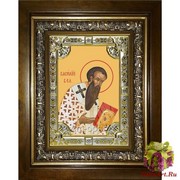 Икона освященная &quot;Василий Великий святитель&quot;, 18x24 см, со стразами, в деревянном киоте 24x30 см, 24x30 см