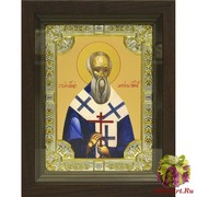 Икона освященная &quot;Антипа Пергамский, епископ, священномученик&quot;, 18x24 см, со стразами, в деревянном киоте 24x30 см, 24x30 см