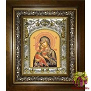 Икона освященная &quot;Владимирская икона Божией Матери&quot;, 14x18 см, в деревянном киоте 20x24 см, 20x24 см