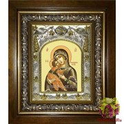 Икона освященная &quot;Владимирская икона Божией Матери&quot;, 14x18 см, в деревянном киоте 20x24 см, 20x24 см