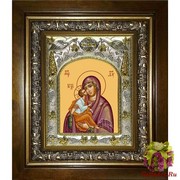 Икона освященная &quot;Акафистная икона Божией Матери&quot;, 14x18 см, в деревянном киоте 20x24 см, 20x24 см