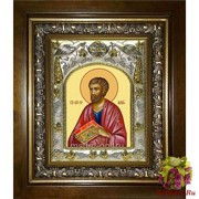 Икона освященная &quot;Лука апостол&quot;, 14x18 см, в деревянном киоте 20x24 см, 20x24 см