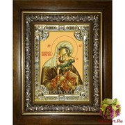 Икона освященная &quot;Взыграние младенца ,икона Божией Матери&quot;, 18x24 см, со стразами, в деревянном киоте 24x30 см, 24x30 см