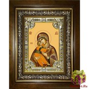 Икона освященная &quot;Владимирская икона Божией Матери&quot;, 18x24 см, со стразами, в деревянном киоте 24x30 см, 24x30 см