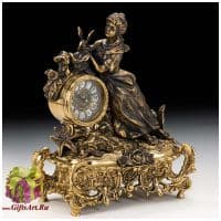 Часы бронзовые кабинетные Дама с птицей  38 см. Virtus 5206 Испания