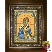 Икона освященная &quot;Спиридон Тримифунтский святитель&quot;, 18x24 см, со стразами, в деревянном киоте 24x30 см, 24x30 см