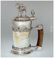 Кружка для пива из рога с оловянной отделкой Олень 24 см Wutschka Германия