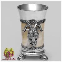 Кубок для пива из рога с оловянной отделкой 22 см Wutschka Германия