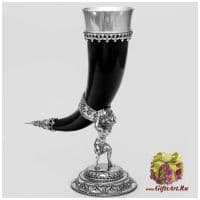 Рог для вина  с оловянной отделкой Атлант 37 см Wutschka Германия