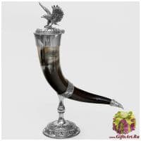 Рог для вина с оловянной миниатюрой Орёл 42 см Wutschka Германия