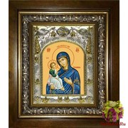 Икона освященная &quot;Иерусалимская икона Божией Матери&quot;, 14x18 см, в деревянном киоте 20x24 см, 20x24 см