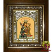 Икона освященная &quot;Неувядаемый цвет икона Божией Матери&quot;, 14x18 см, в деревянном киоте 20x24 см, 20x24 см