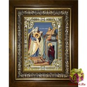 Икона освященная &quot;Архип Херотопский преподобный&quot;, 18x24 см, со стразами, в деревянном киоте 24x30 см, 24x30 см