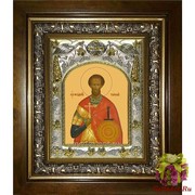 Икона освященная &quot;Феодор Тирон великомученик (Фёдор)&quot;, 14x18 см, в деревянном киоте 20x24 см, 20x24 см